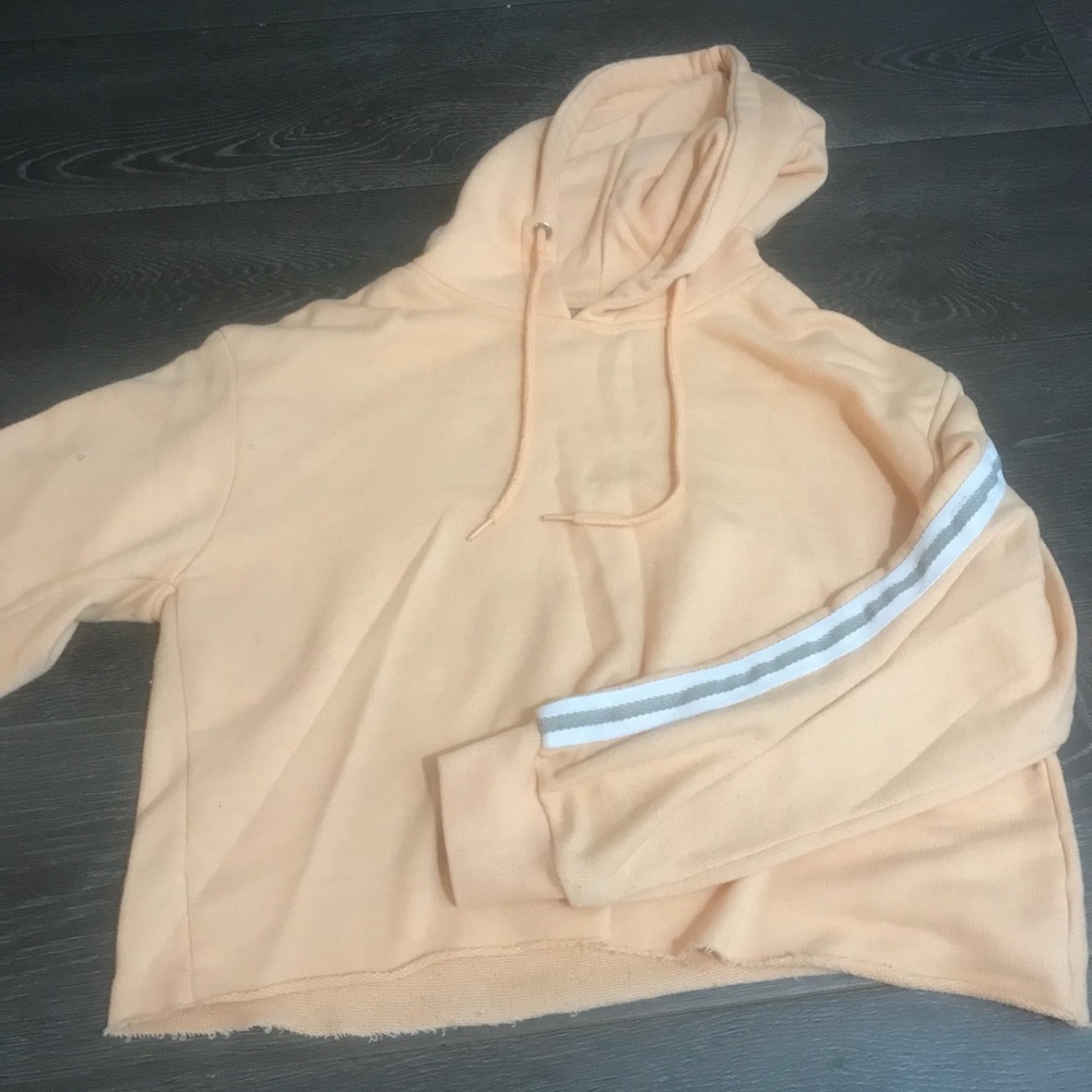 peach hoodie.